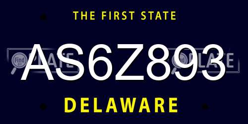 AS6Z893 Delaware License Plate