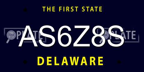 AS6Z8S Delaware License Plate