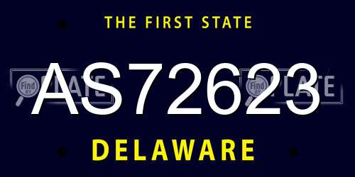 AS72623 Delaware License Plate