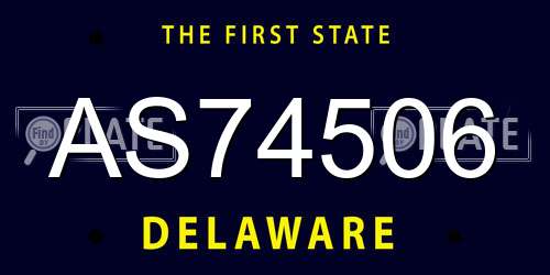 AS74506 Delaware License Plate