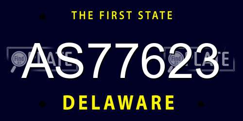 AS77623 Delaware License Plate