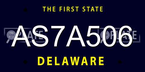 AS7A506 Delaware License Plate