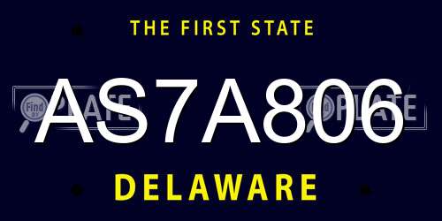 AS7A806 Delaware License Plate