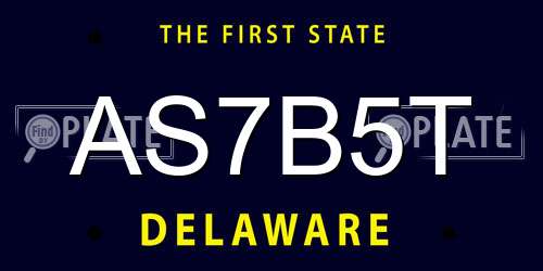 AS7B5T Delaware License Plate