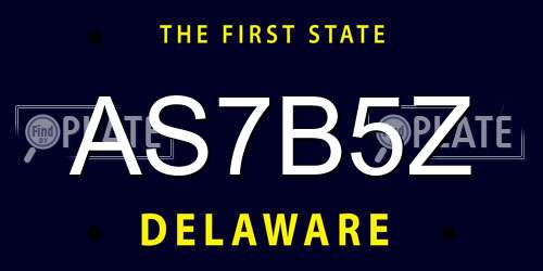 AS7B5Z Delaware License Plate