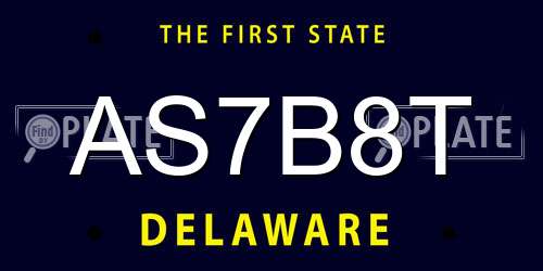 AS7B8T Delaware License Plate