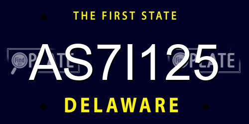 AS7I125 Delaware License Plate