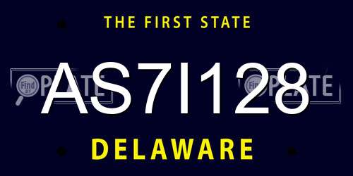 AS7I128 Delaware License Plate