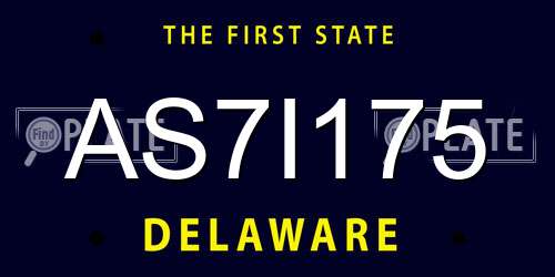 AS7I175 Delaware License Plate