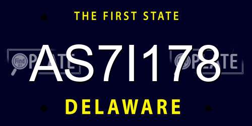 AS7I178 Delaware License Plate