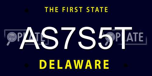 AS7S5T Delaware License Plate
