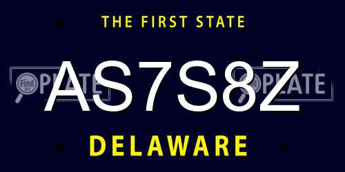 AS7S8Z Delaware License Plate