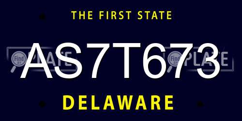 AS7T673 Delaware License Plate