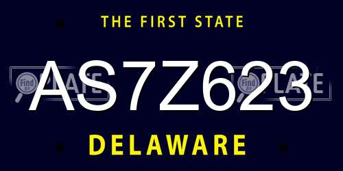 AS7Z623 Delaware License Plate