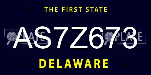 AS7Z673 Delaware License Plate