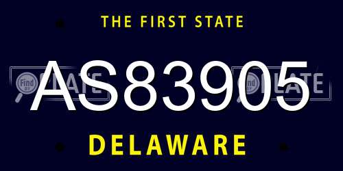 AS83905 Delaware License Plate