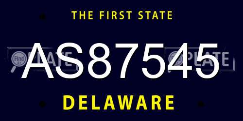 AS87545 Delaware License Plate
