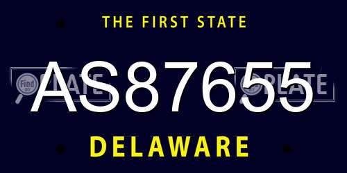 AS87655 Delaware License Plate