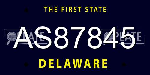 AS87845 Delaware License Plate