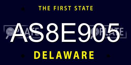 AS8E905 Delaware License Plate