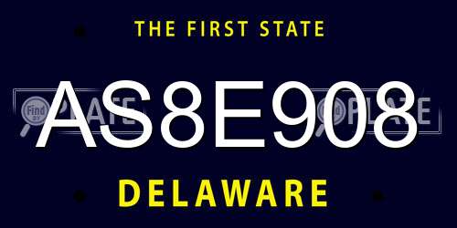 AS8E908 Delaware License Plate