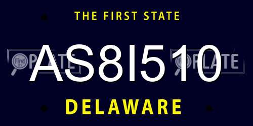 AS8I510 Delaware License Plate