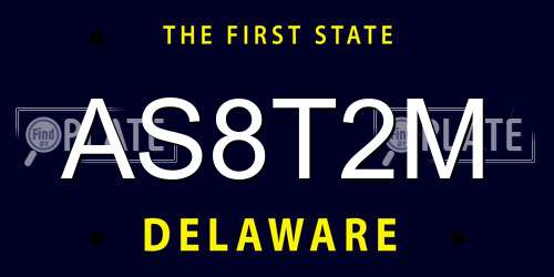 AS8T2M Delaware License Plate