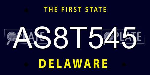 AS8T545 Delaware License Plate