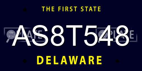 AS8T548 Delaware License Plate
