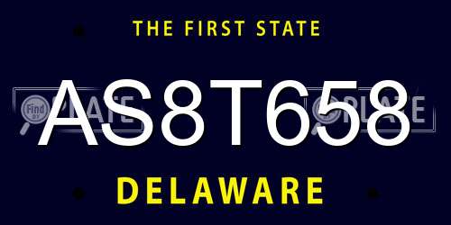 AS8T658 Delaware License Plate