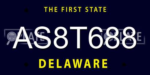 AS8T688 Delaware License Plate