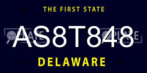 AS8T848 Delaware License Plate
