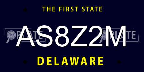 AS8Z2M Delaware License Plate