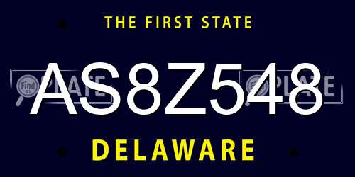 AS8Z548 Delaware License Plate