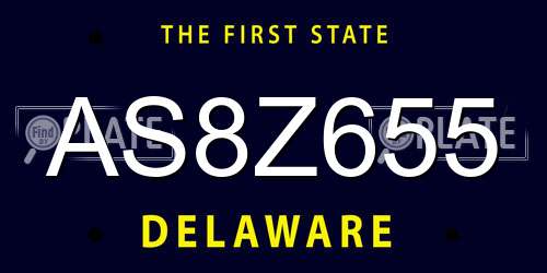 AS8Z655 Delaware License Plate