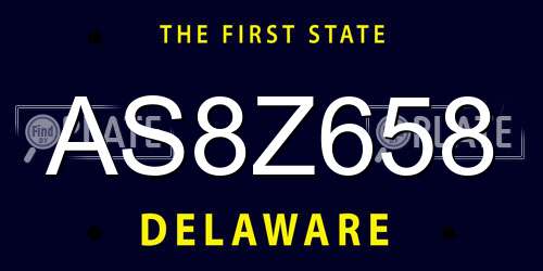 AS8Z658 Delaware License Plate