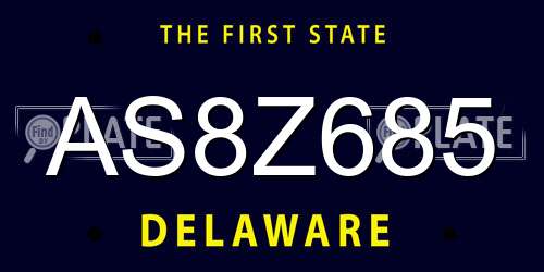 AS8Z685 Delaware License Plate
