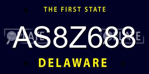 AS8Z688 Delaware License Plate