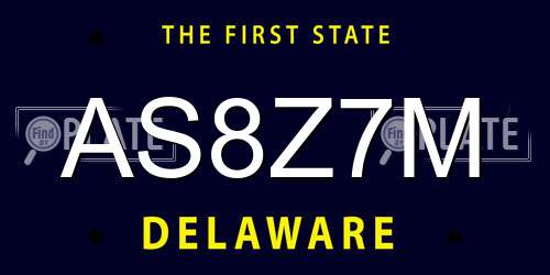 AS8Z7M Delaware License Plate