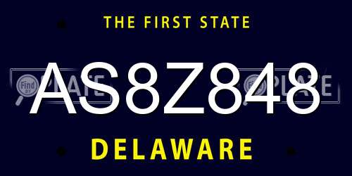 AS8Z848 Delaware License Plate