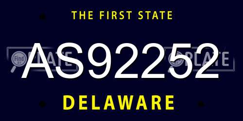 AS92252 Delaware License Plate