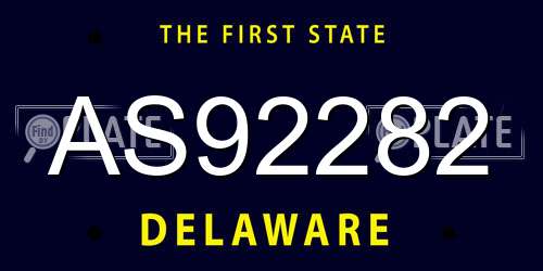 AS92282 Delaware License Plate