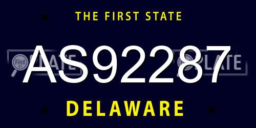 AS92287 Delaware License Plate