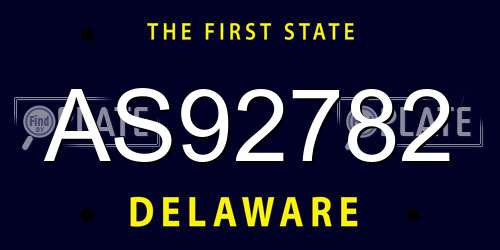 AS92782 Delaware License Plate
