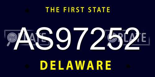 AS97252 Delaware License Plate