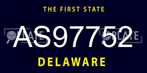 AS97752 Delaware License Plate