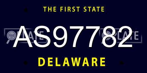 AS97782 Delaware License Plate