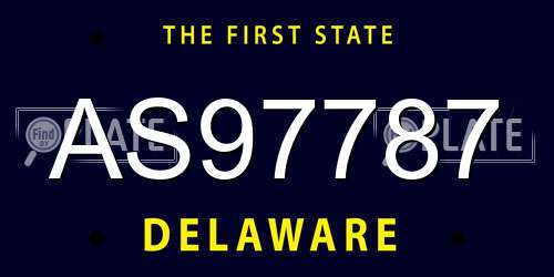 AS97787 Delaware License Plate