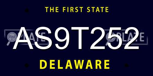 AS9T252 Delaware License Plate