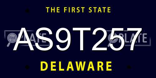 AS9T257 Delaware License Plate